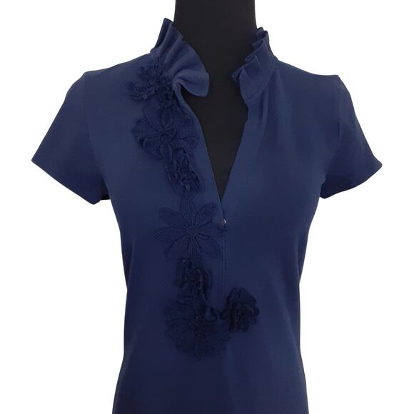 Lilly Pulitzer Clary Polo Shirt Dress Short Sleeve Dress Navy Blue XS Nautical - Picture 3 of 12